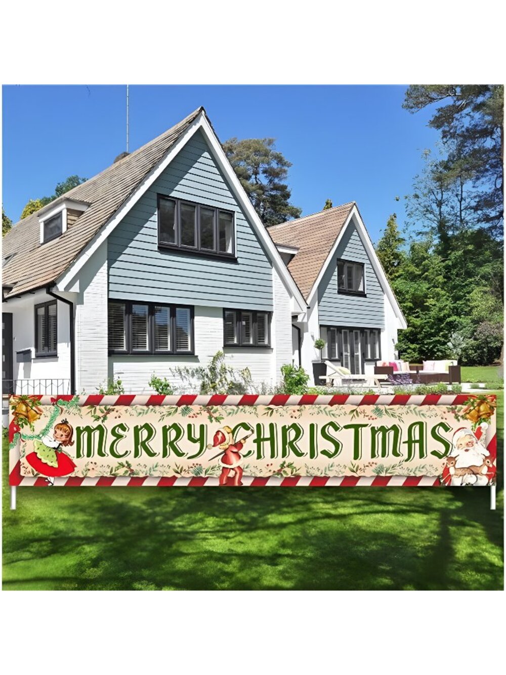 Vintage Christmas Decorations Outdoor Merry Christmas Banner Hanging Banner